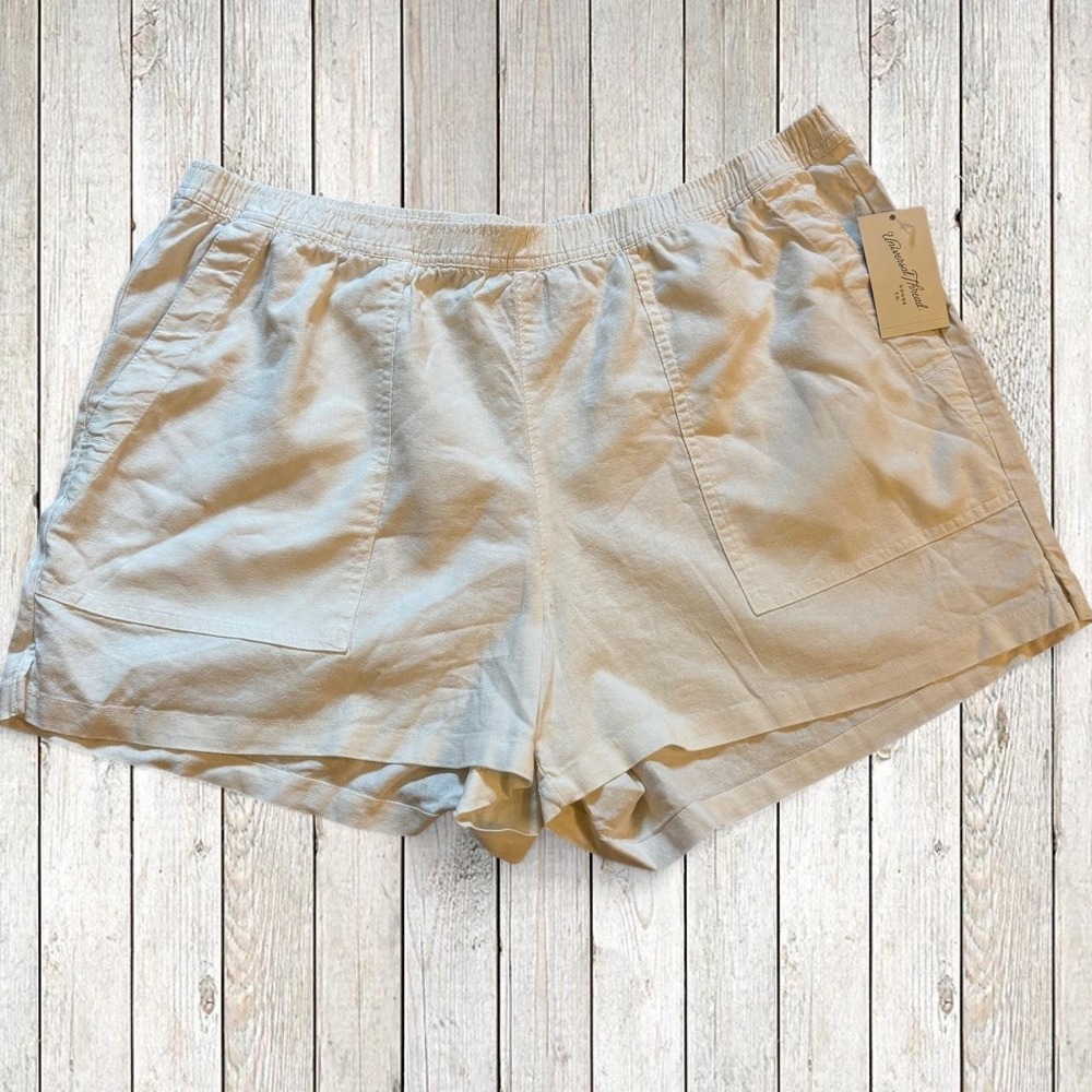 Universal Thread Women's XXL White Linen Blend Pull On Shorts NWT